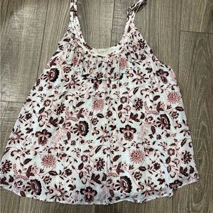 LOFT Women's Tank with Floral Design - White and Brown